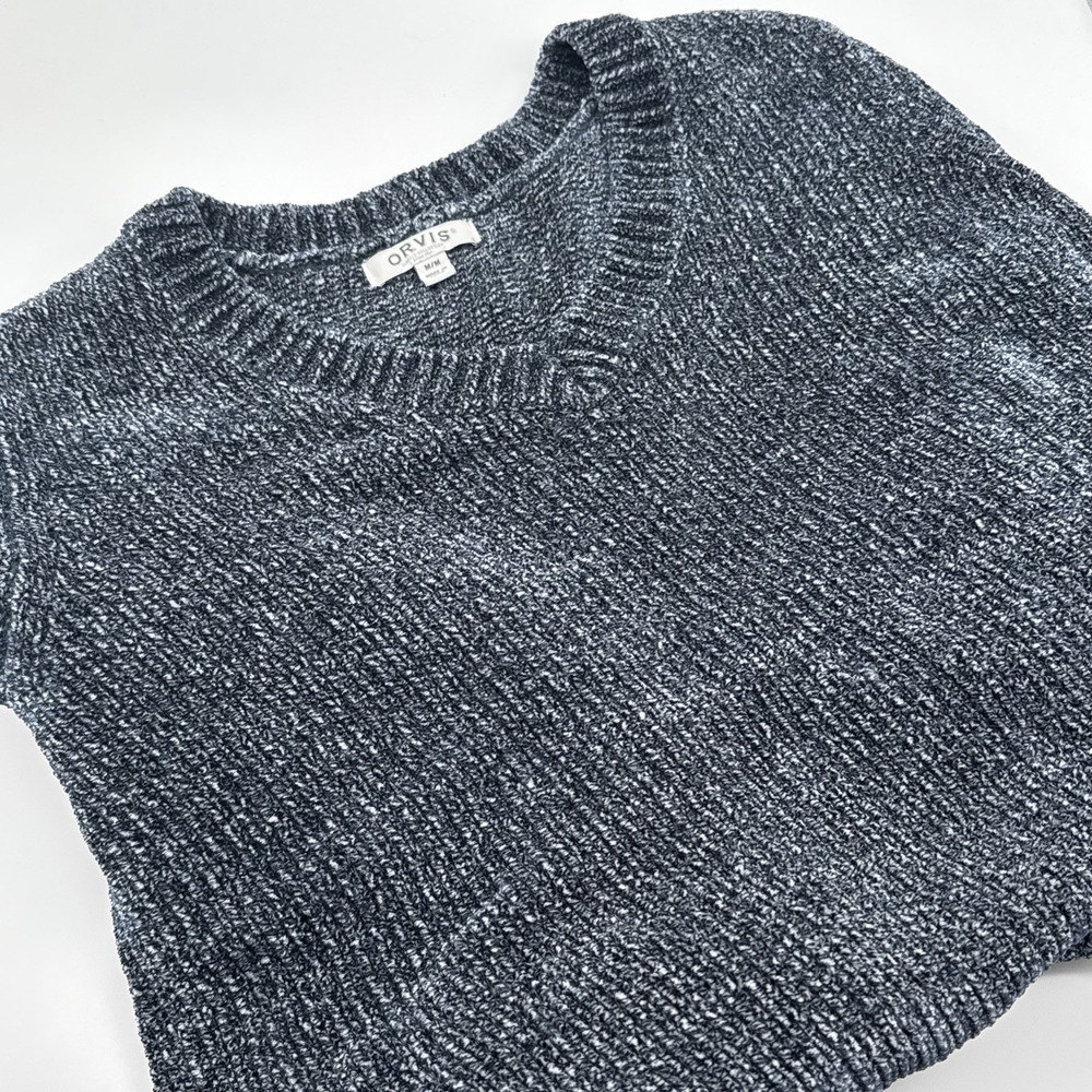 Orvis V Neck Long Sleeve Sweater Womens Medium Pullover Polyester Soft Gray